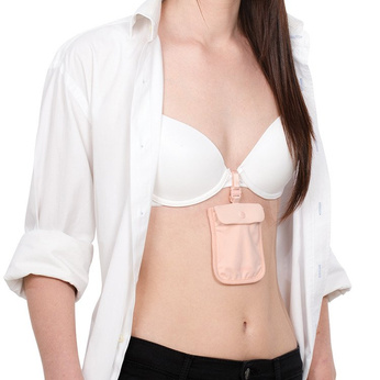 Anti-theft pouch attached to a bra Pacsafe Coversafe S25 - pink