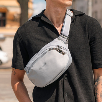 Saszetka nerka antykradzieżowa Pacsafe Vibe 100 - szara