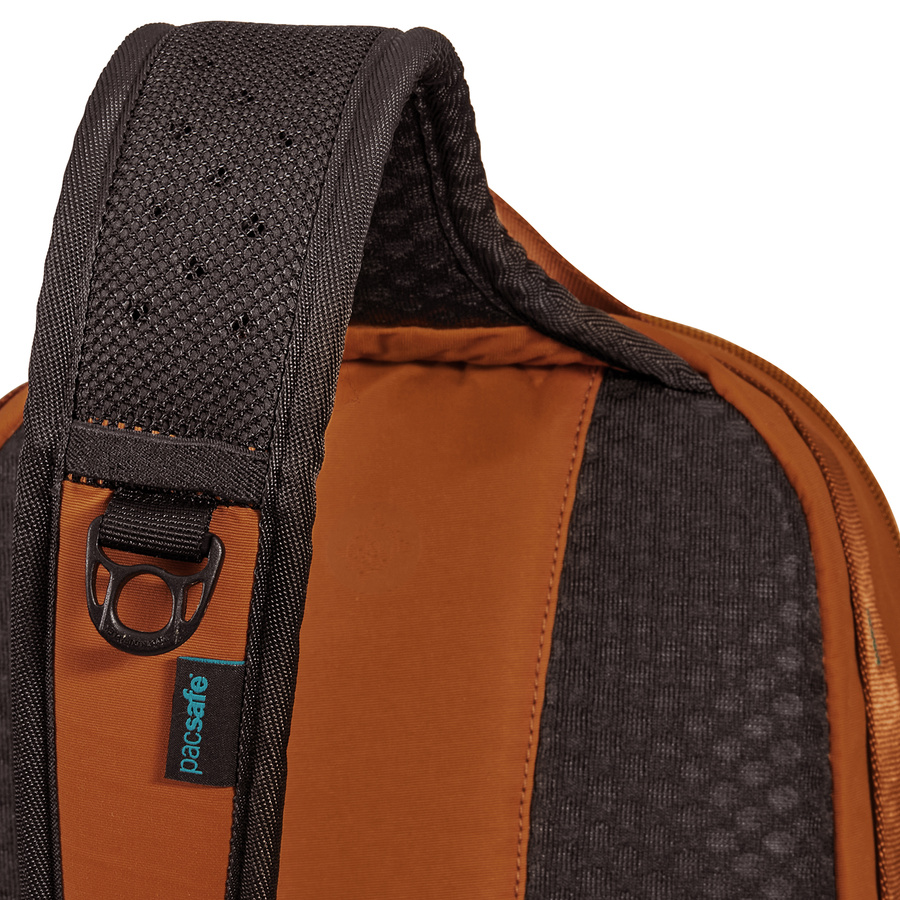 Anti-theft backpack for one shoulder Pacsafe ECO 12L - orange made of econyl