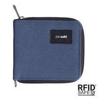 Men's small RFID Pacsafe wallet - navy blue