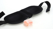 Travel pillow around the neck - Black. Plus ear plugs and eye band