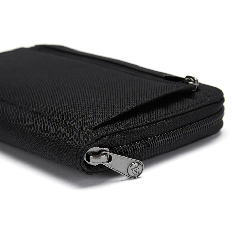 Pacsafe men's large RFID wallet - jet black - display