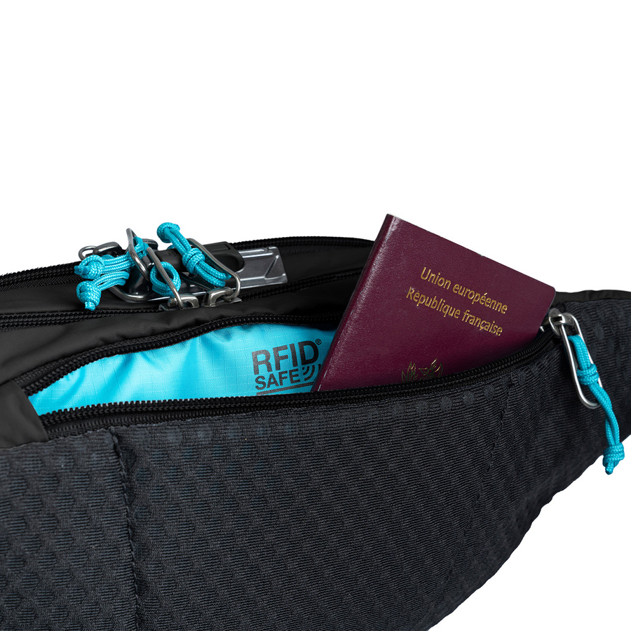 Hip pouch anti-theft Pacsafe ECO - black made from econyl
