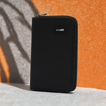 Pacsafe men's large RFID wallet - jet black - display