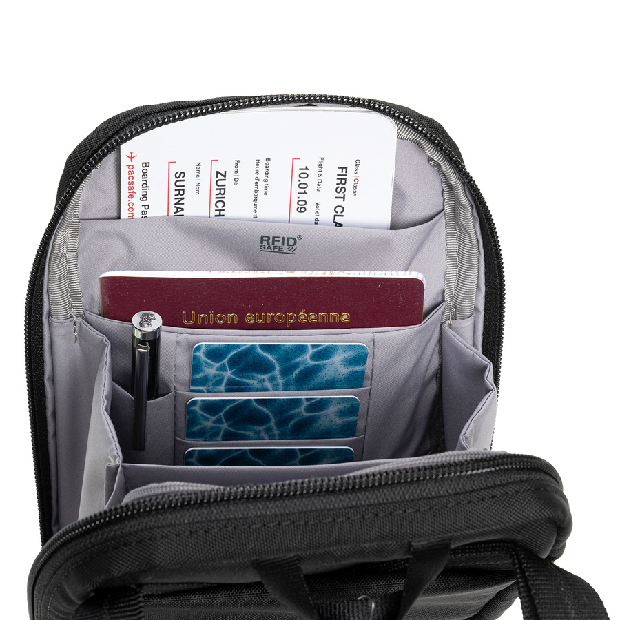Urban anti-theft shoulder bag Pacsafe RFIDsafe - black