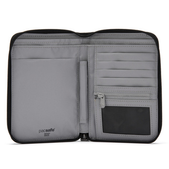Pacsafe men's large RFID wallet - jet black - display