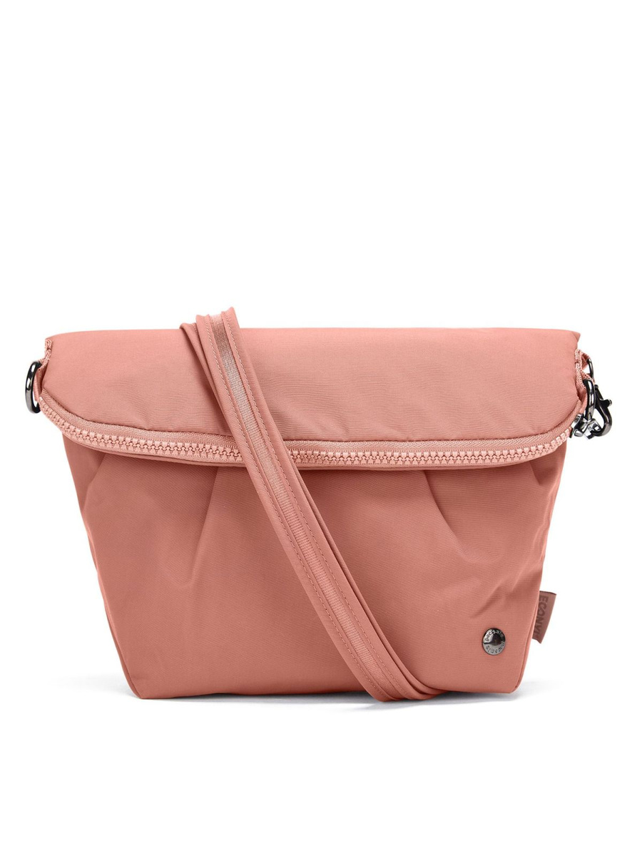 The foldable women's anti-theft handbag Pacsafe Citysafe CX Econyl® - pink