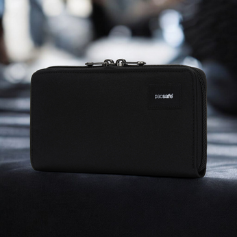 Portfel antykradzieżowy damski duży RFID Pacsafe - czarny