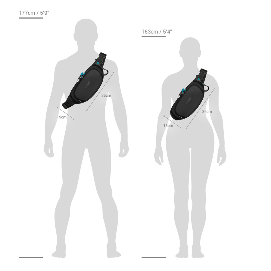 Hip pouch anti-theft Pacsafe ECO - black made from econyl