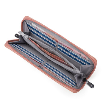 Portfel antykradzieżowy damski duży RFID Pacsafe - różowy