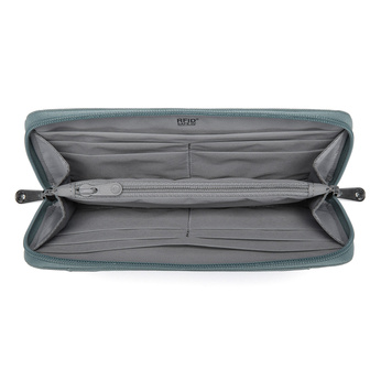 Portfel antykradzieżowy damski duży RFID Pacsafe - miętowy