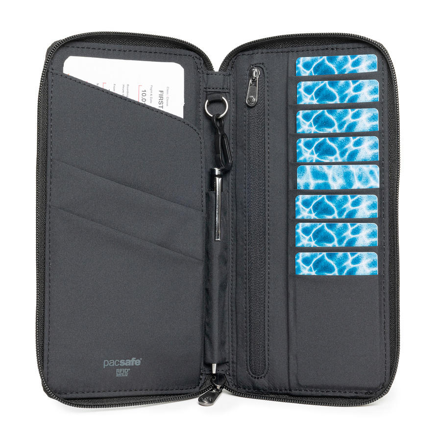Portfel antykradzieżowy damski duży RFID Pacsafe - czarny