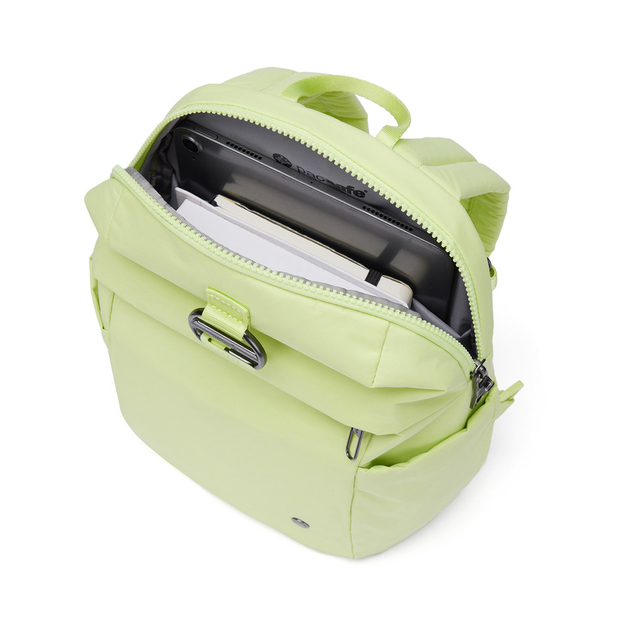 Plecak mini damski antykradzieżowy 8L Pacsafe CX - limonka