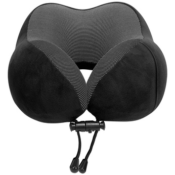 Travel pillow around the neck - Black. Plus ear plugs and eye band