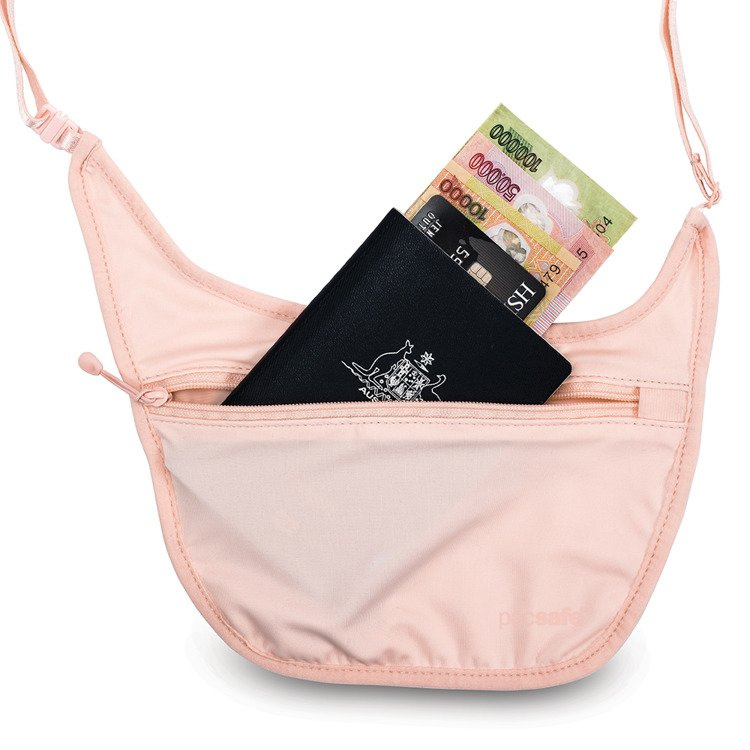 Discreet, anti-theft under-clothing wallet Pacsafe Coversafe S80 - pink