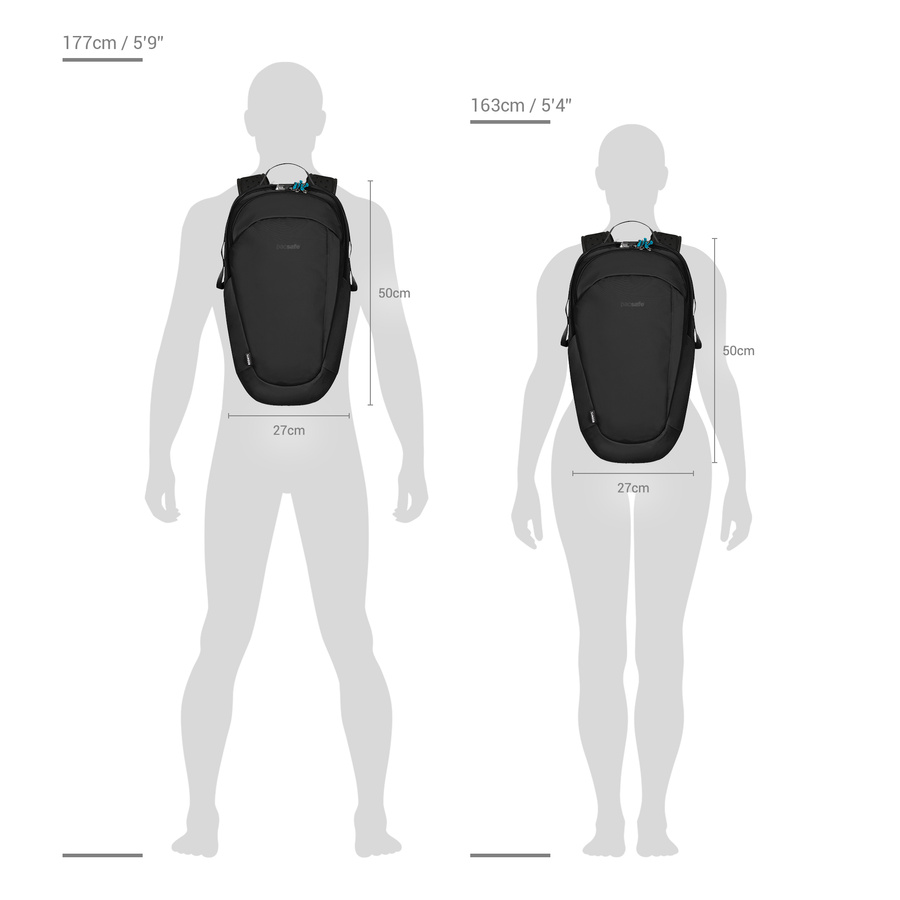 Anti-theft 25L Pacsafe ECO Econyl® hiking backpack - black